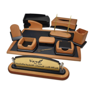 لييندا - طقم مكتب 13 قطعة (خشبي) مع حامل اسم/نيم تاج