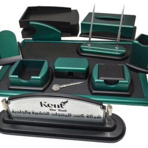 لييندا - طقم مكتب 13 قطعة (زيتي) مع حامل اسم/نيم تاج