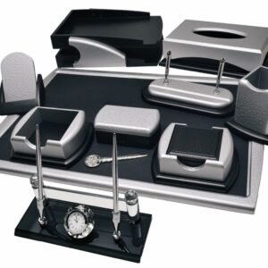 لييندا - طقم مكتب 13 قطعة (فضي) مع ستاند كريستال